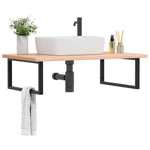 Basin Shelf Wall Mounted Steel and Solid Wood Beech 3302517