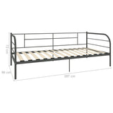 284674 DayBed Frame without Mattress Grey Metal 90x200 cm