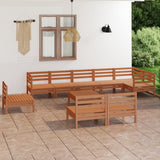 ZNTS 10 Piece Garden Lounge Set Solid Wood Pine Honey Brown 3082912