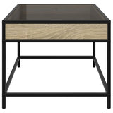 ZNTS Coffee Table with Infinity LED Sonoma Oak 50x50x41 cm 847678