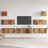 7 Piece TV Cabinet Set Wall-mounted Old Wood Engineered Wood 3329019
