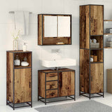Bathroom Furniture Set with Door 3 pcs Old Wood Engineered Wood 3402548