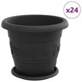 Plant Pots 24 pcs Black 26 x 21.5 cm Plastic 3403286