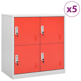 Locker Cabinets 5 pcs Light Grey and Red 90x45x92.5 cm Steel 3095229