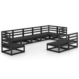 9 Piece Garden Lounge Set Black Solid Pinewood 3075638