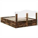 Bed Frame with Drawer Smoked Oak 140 x 190 cm Engineer Wood 3413009