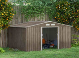 Outsunny 9 x 6ft Steel Garden Shed, Outdoor Storage Tool House with Vents, Foundation and Lockable T3398P314085