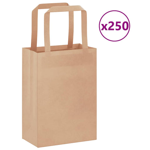 ZNTS Paper Bags 250 pcs with Handles Brown 15x8x21 cm 4101809