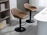 Bar Stools Set of 2, Height Adjustable Swivel Barstools, PU Leather Kitchen Stools with Backs, T3398P329924