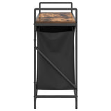 Laundry Basket 2 Compartments with Shelf Smoked Oak 859077