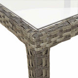 Garden Table 150x90x75 cm Tempered Glass and Poly Rattan Grey 316707