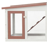 170844 Outdoor Large Rabbit Hutch Brown and White 201x45x85 cm Wood