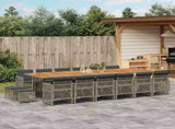 17 Piece Garden Dining Set with Cushions Grey Poly Rattan 3210830