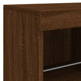 Sideboard with LED Lights Brown Oak 81x37x67 cm 836664