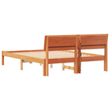 Bed Frame with Headboard Wax Brown 140 x 190 cm Solid Pine Wood 872784