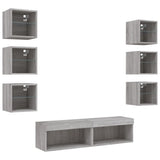 8 Piece TV Wall Units with LED Grey Sonoma Engineered Wood 3216638