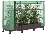 Garden Planter with Greenhouse Cover&Wheels 3 pcs Brown PP 3423061