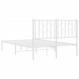 Metal Bed Frame without Mattress with Headboard White 120x190cm 374483