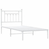 Metal Bed Frame without Mattress with Headboard White 90x190cm 353578