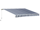 Manual Retractable Awning, 3.5x2.5 m-Dark Blue/White Stripes T3398P310344