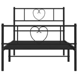Metal Bed Frame without Mattress with Footboard Black 90x190cm 355473