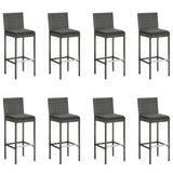 9 Piece Garden Bar Set with Cushions Poly Rattan Grey 3095443