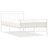 Metal Bed Frame without Mattress with Footboard White 107x203cm 373754
