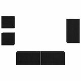 TV Cabinet Set Wall-mounted 5 pcs Black Oak Engineered Wood 3393349