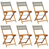 Garden Chair Set of 6 Grey Solid acacia wood, PE rattan Regular 3214596