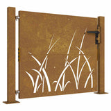 Garden Gate 100x75 cm Corten Steel Grass Design 153226