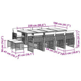 13 Piece Garden Dining Set with Cushions Black Poly Rattan 3210798