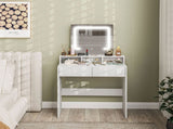 Storage Dressing Table, with LED Light Mirror - White T3398P343016