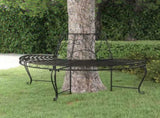 Tree Bench Black Steel Half Round Decorative Inlays 318824