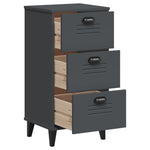 ZNTS Bedside Cabinet VIKEN Anthracite Grey Solid Wood Pine 374919