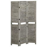 3-Panel Room Divider Grey 106.5x166 cm Solid Wood 338574