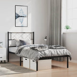Metal Bed Frame without Mattress with Headboard Black 100x200cm 372272