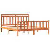 Bed Frame with Headboard 2 pcs Wax Brown 205.5 x 185.5 x 100 cm 3418137