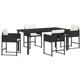 Garden Dining Set with Cushion 5 pcs Black Poly Rattan 3380006
