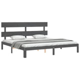 Bed Frame without Mattress Grey 200x200 cm Solid Wood Pine 3193553