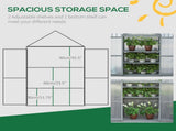 Garden Cold Frame Polycarbonate Greenhouse with Adjustable Shelves, Double Doors, Openable Top T3398P319976