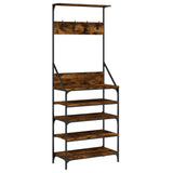 Clothes Rack with Shoe Storage Smoked Oak 70x34x184 cm 837874