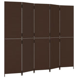 Room Divider 5 Panels Brown Poly Rattan 365365