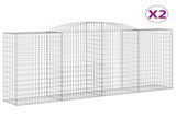 Arched Gabion Baskets 2 pcs 300x50x140/160 cm Galvanised Iron 3146737