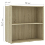 2-Tier Book Cabinet Sonoma Oak 80x30x76.5 cm Engineered Wood 801002