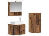 Bathroom Furniture Set 4 pcs Old Wood Engineered Wood and Glass 3407445