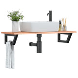Basin Shelf Wall Mounted Steel and Solid Wood Oak 3302571