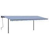 Manual Retractable Awning with Posts 6x3 m Blue and White 3070196