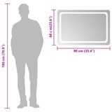 LED Bathroom Mirror Transparent 90 x 60 cm Tempered Glass 42045840