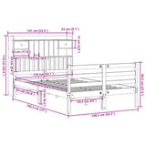 Bookcase Bed without Mattress White 135x190 cm Doouble Solid Wood Pine 3321929