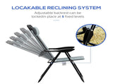 Set of 2 Portable Folding Recliner Outdoor Patio Adjustable Backrest, Grey T3398P323831